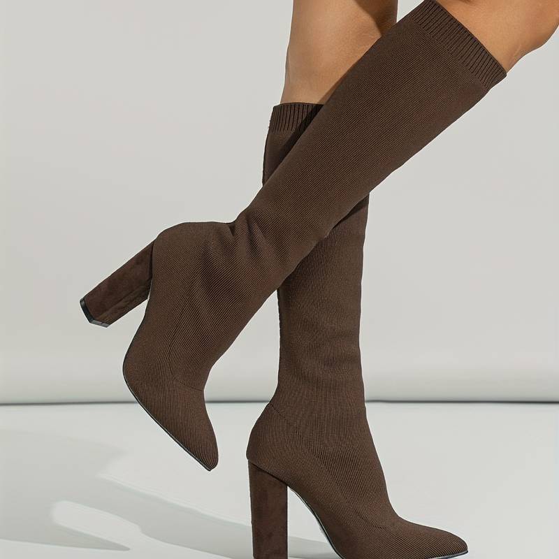 Women’s Block Heel Sock Boots Stylish Comfortable Fit - Image 10