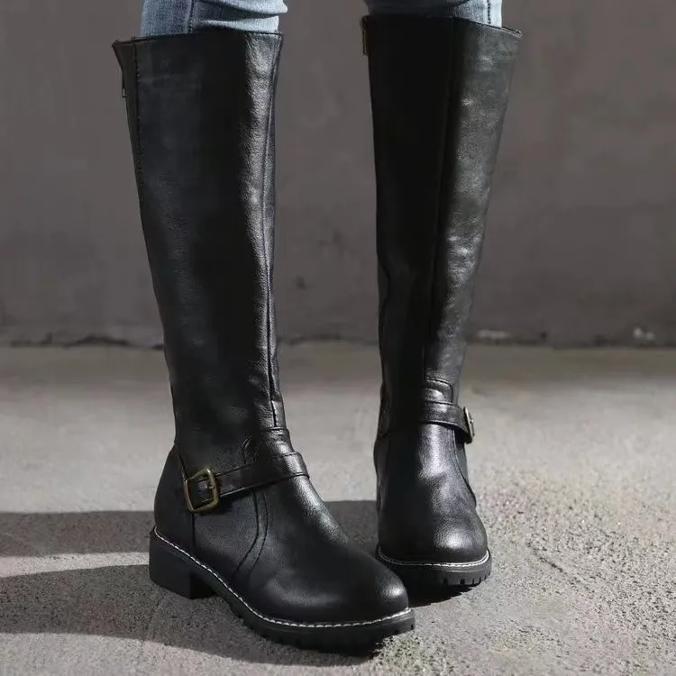 Women’s Buckle Modern Chic Leather Boots for All Season - Image 7