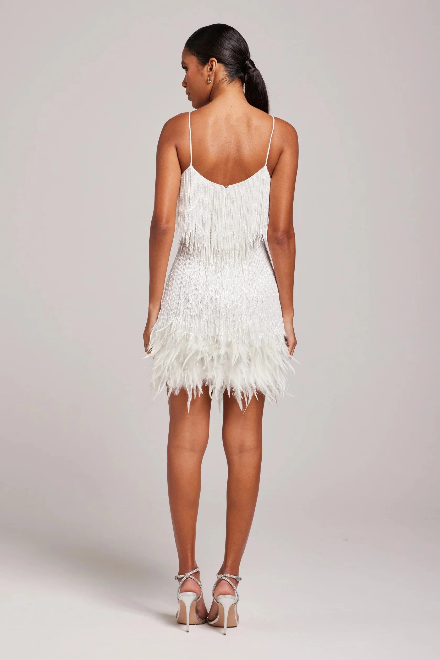 Women’s Fashion Party Mini Cocktail Dress with Fringe Feathers - Image 4