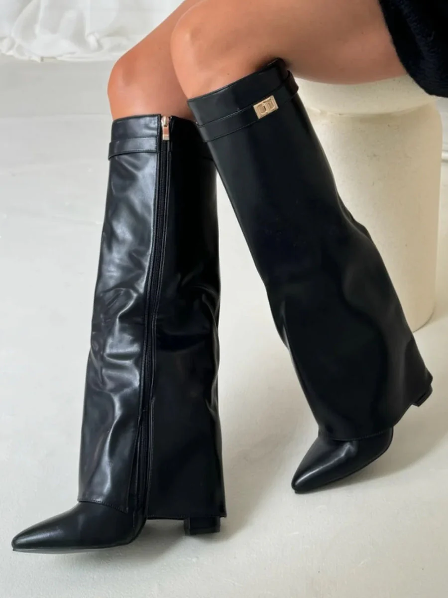 Women’s Outdoor Winter Buckle Thigh-High Boots - Image 14