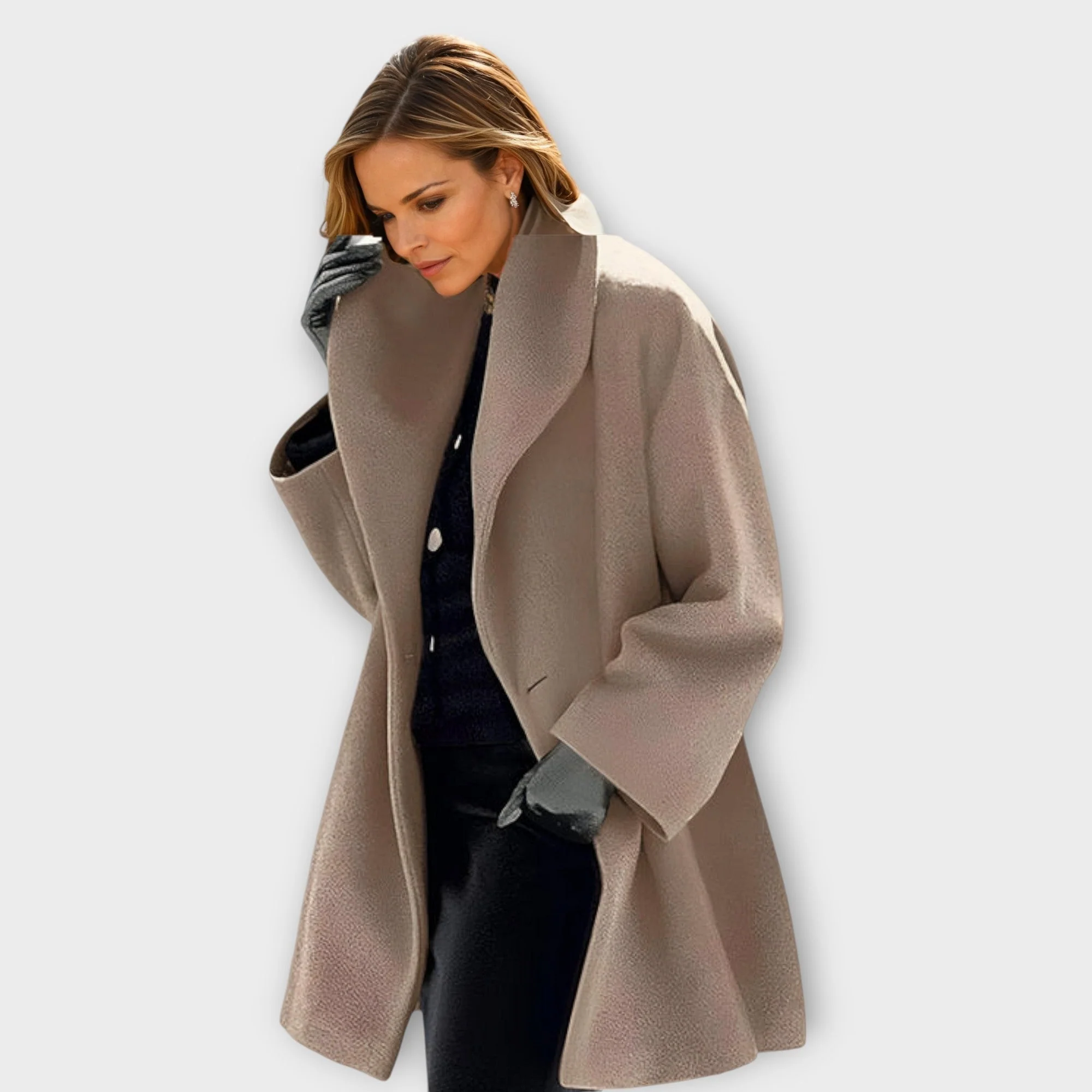 Women's Wide Collar Oversized Warm Long Coat - Image 4
