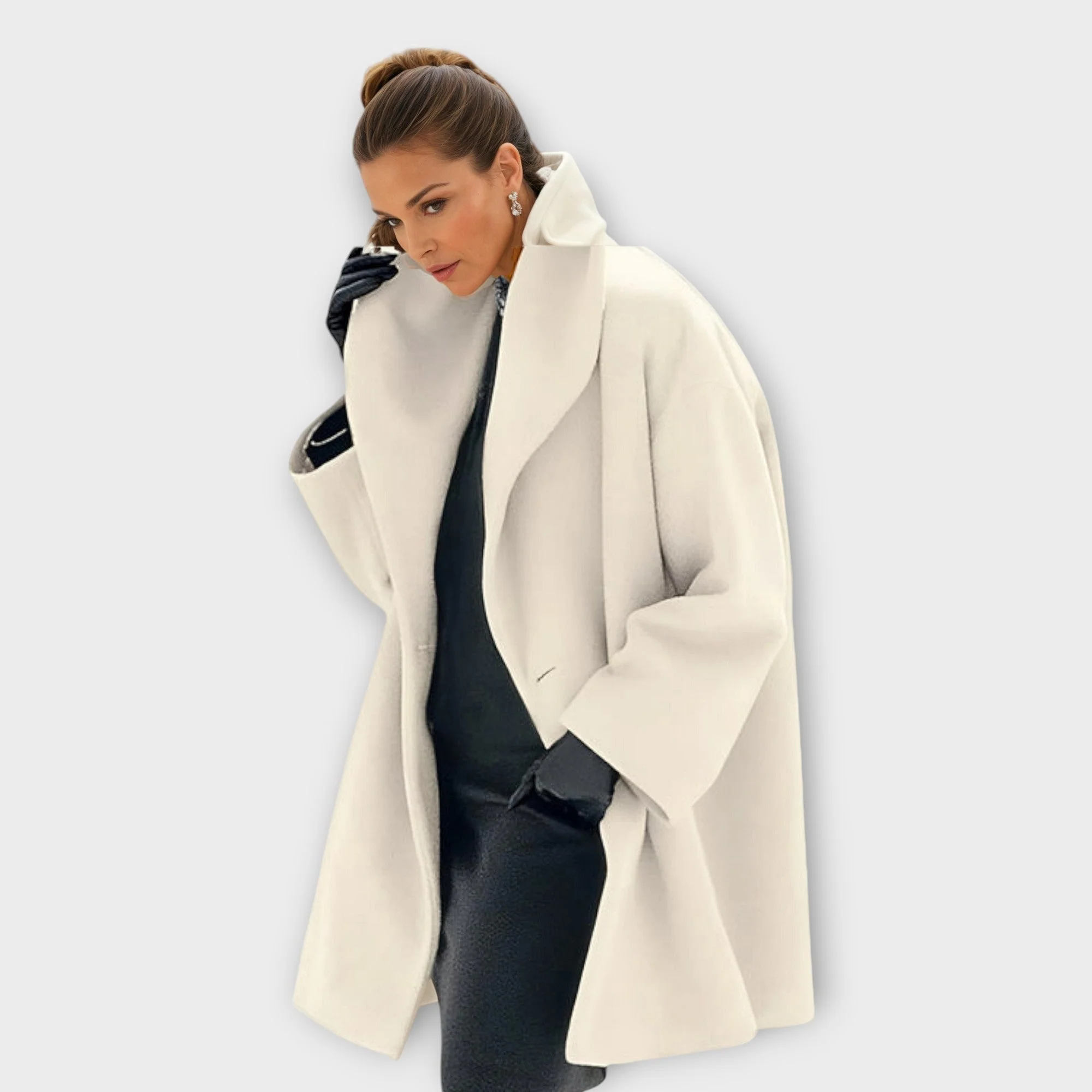 Women's Wide Collar Oversized Warm Long Coat - Image 6