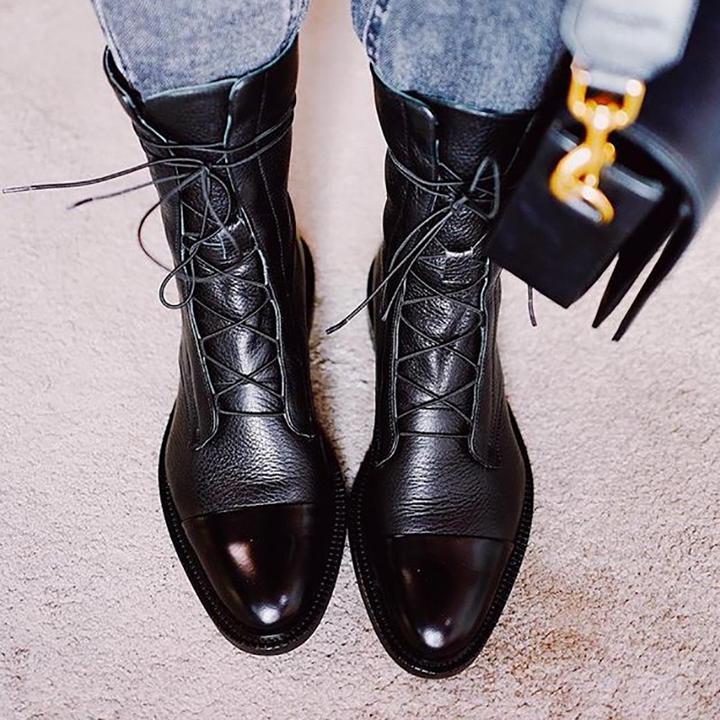 Women's Winter Fashionable Ankle Polish Boots with Lace-Up Closure - Image 4